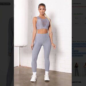 Fashion Nova | Textured Scrunch Butt Active Leggings | Small | Silver